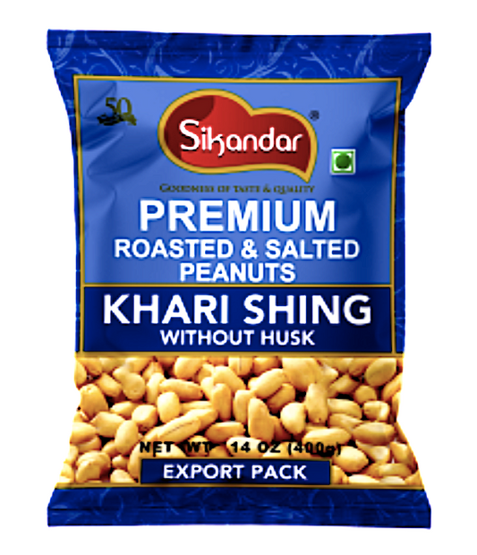Sikandar Premium Roasted & Salted Peanuts Without Husk (Khari Shing) - 400 Gm (14 Oz)