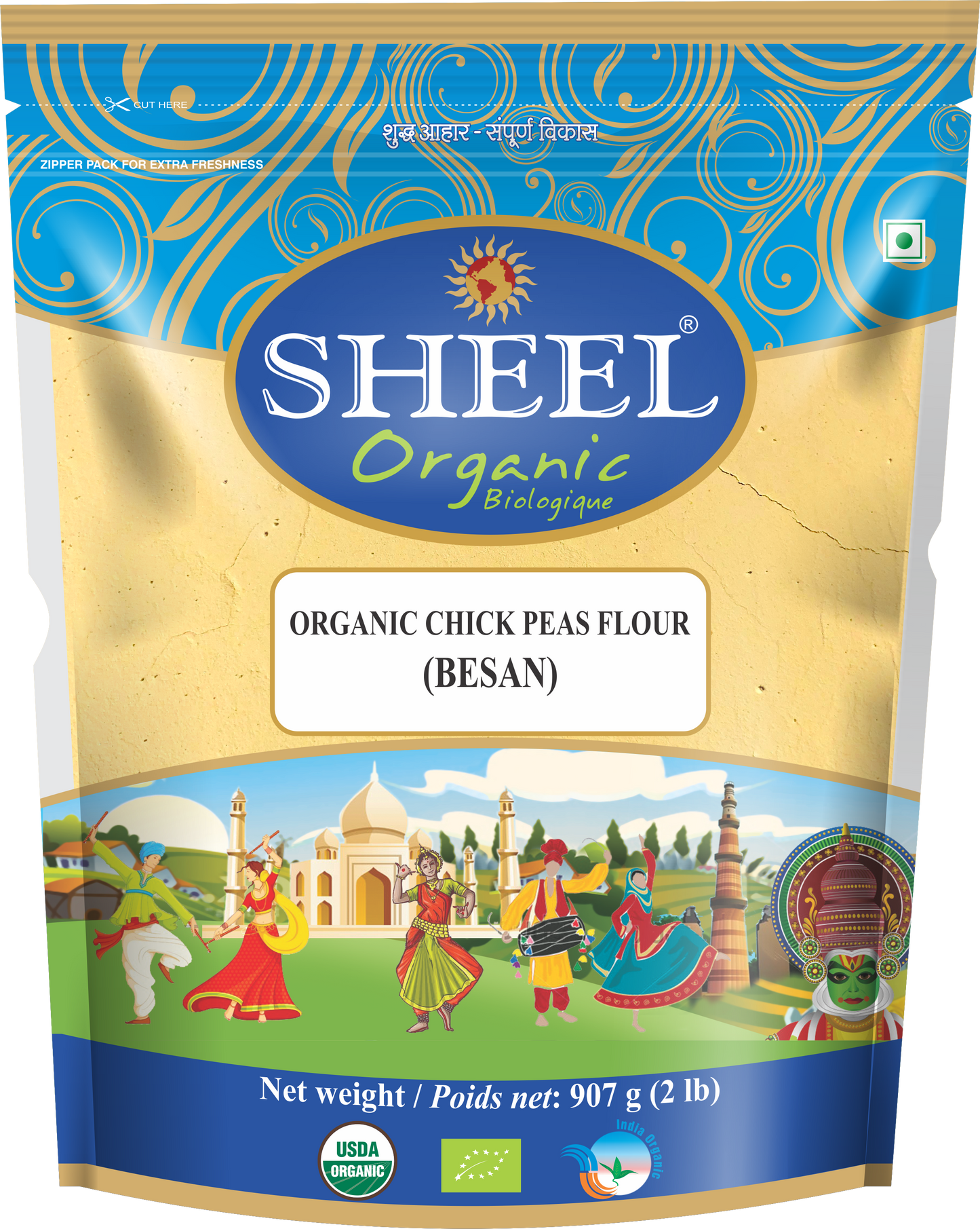 Organic Besan - Split Chick Peas Flour - 2 Lb (907g)