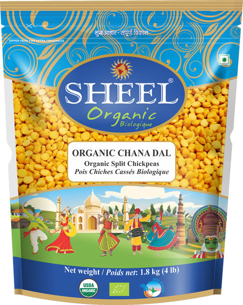 Organic Chana Dal / Split Chickpeas - 4 Lb (1.8 kg)