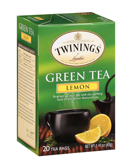 Twinings Green Tea - Lemon - Net Wt : 1.41 oz (40g) - 20 Individual tea bags