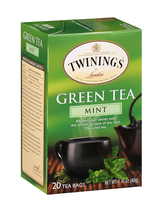 Twinings Green Tea - Mint - Net Wt : 1.41 oz (40g) - 20 Individual tea bags