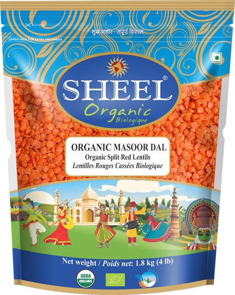 Organic Masoor Dal / Split Red Lentil - 4 Lbs (1.8kg)