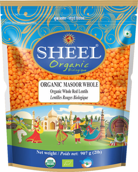 Organic Masoor Whole Malka / Red Football Lentil - 2 Lb (907g)