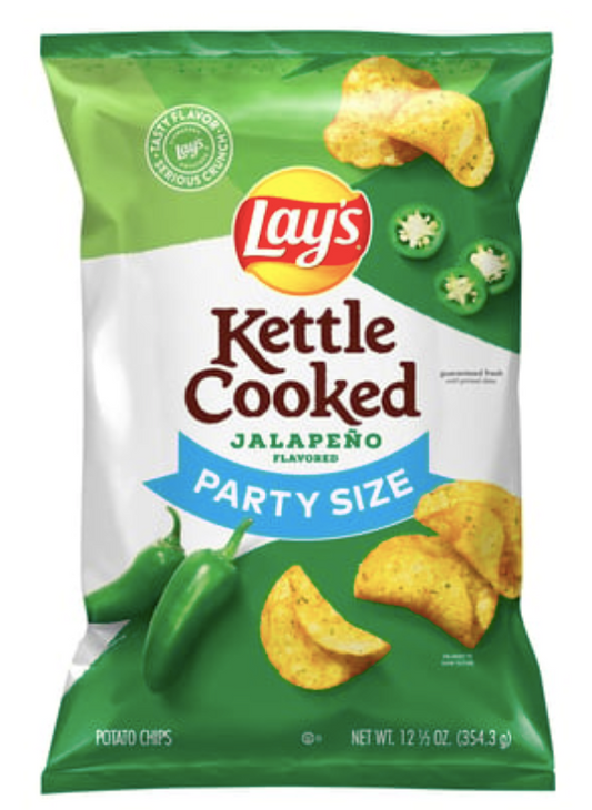 Lay's, Kettle Cooked - Lays Kettle Cooked Potato Chips Jalapeno Flavored 12.5 Oz.