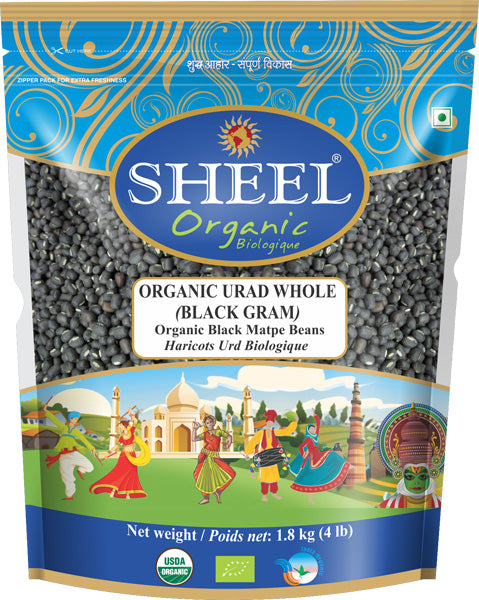 Organic Urad Whole / Black Gram - 4 Lb (1.8Kg)