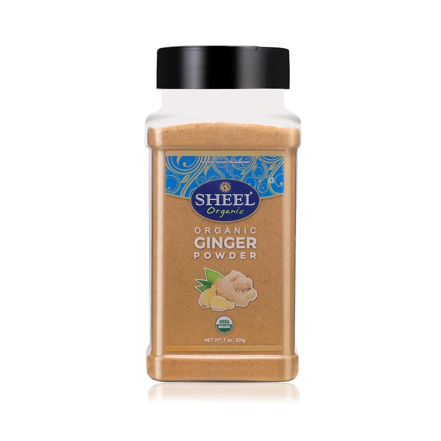 Sheel Organic Ginger Powder, USDA Certified, Kosher, Vegan, Ground Spice, 7 oz