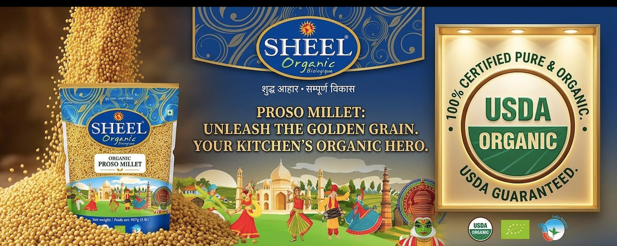 Sheel Organic Proso Millet 907g ~ 32 oz (2 lb) ~ Vegan ~ USDA Organic