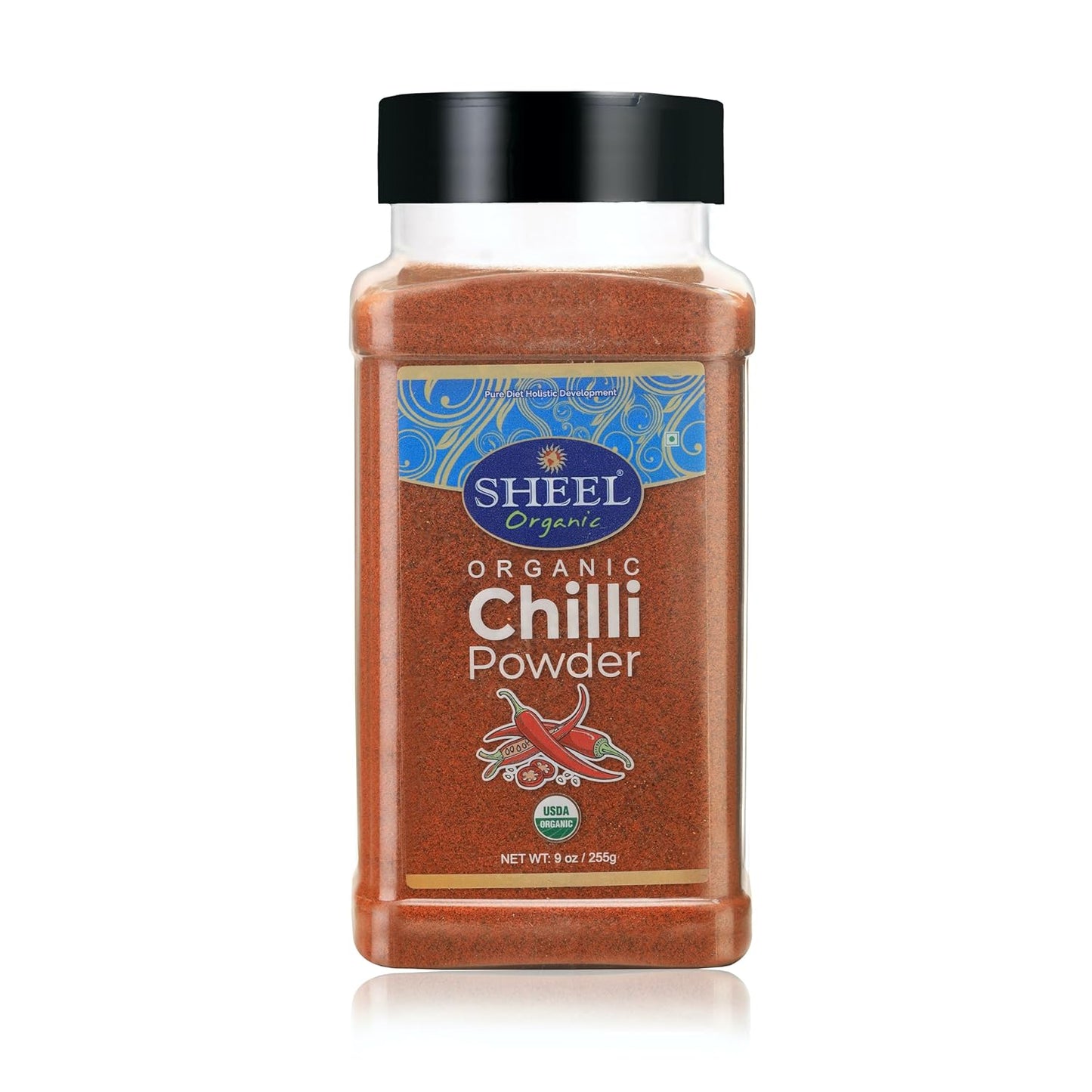 Sheel Organic Chilli Powder, USDA Certified, Kosher, Vegan - 9 oz / 255g
