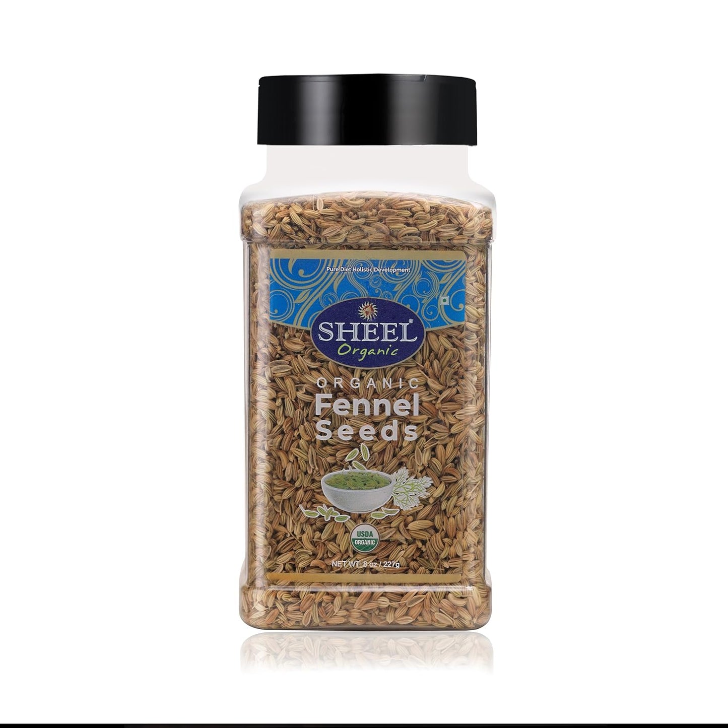 Sheel Organic Fennel Seeds, USDA Organic, Kosher Certified, 8 oz / 227g