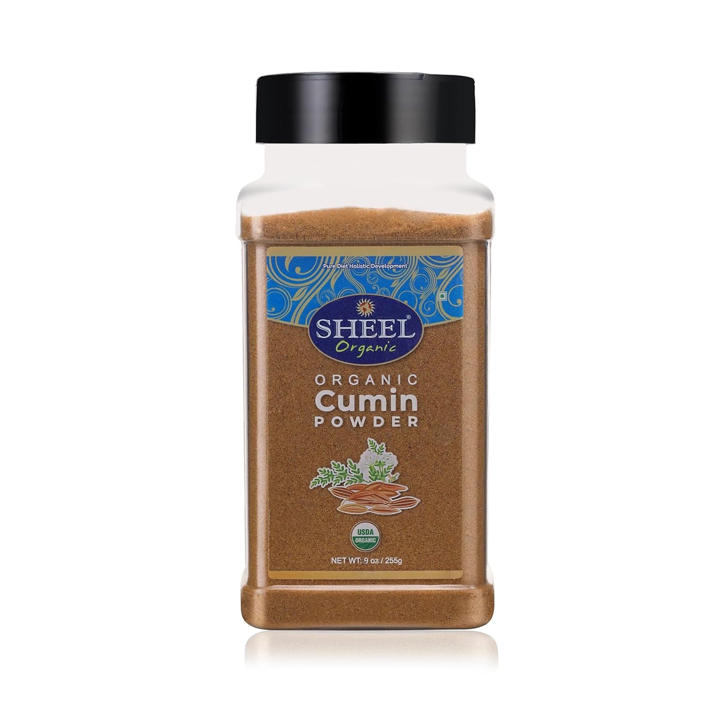 Sheel Organic Cumin Powder, Kosher - Net Wt: 9 oz / 255g