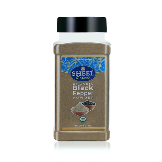 Sheel Organic Black Pepper Powder, USDA Certified, Non-GMO, Kosher, Gluten-Free, 10 oz / 284g