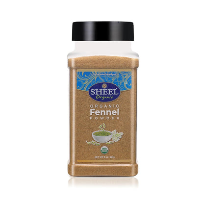 SHEEL Organic Fennel Powder, USDA Organic, Kosher, Vegan, Powder Form, 8 oz / 227g