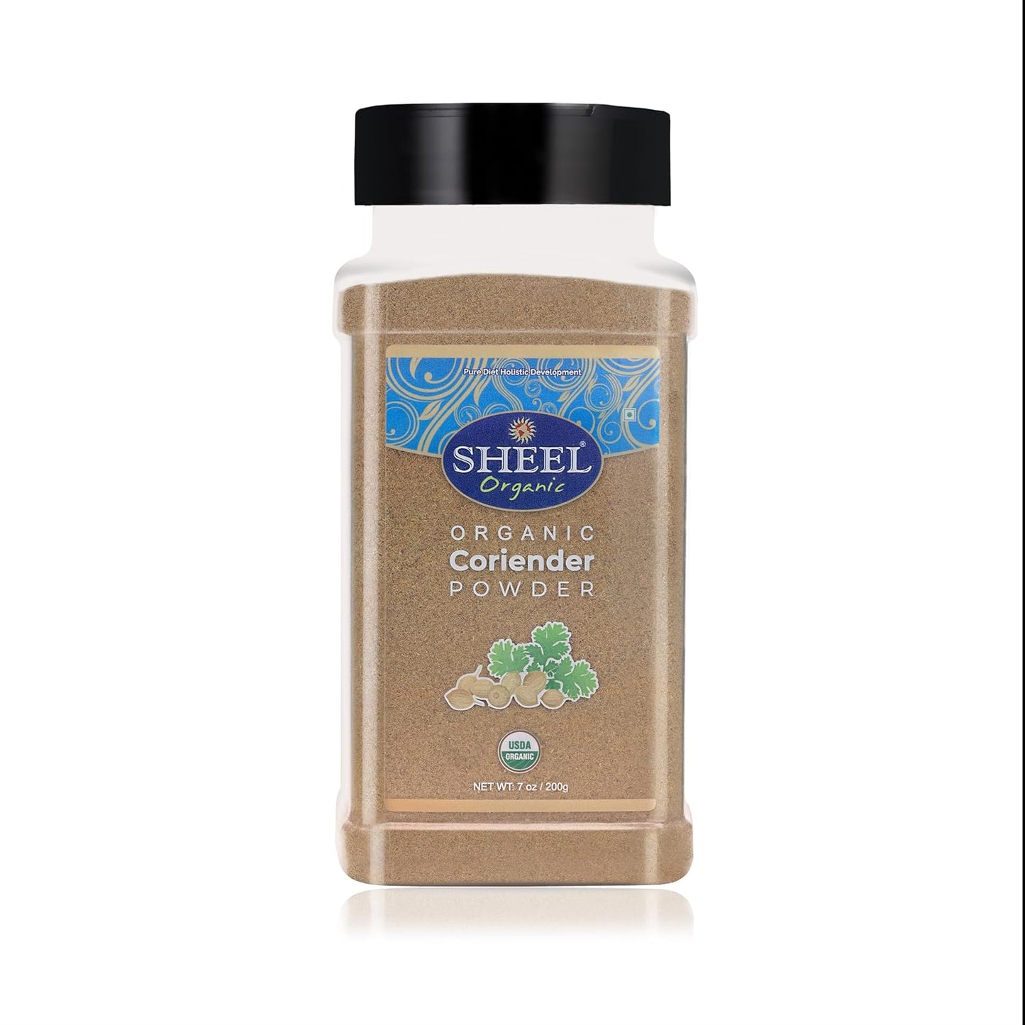 SHEEL Organic Coriander Powder, USDA Certified, Kosher, Vegan, Single Ingredient, 7 oz / 200g