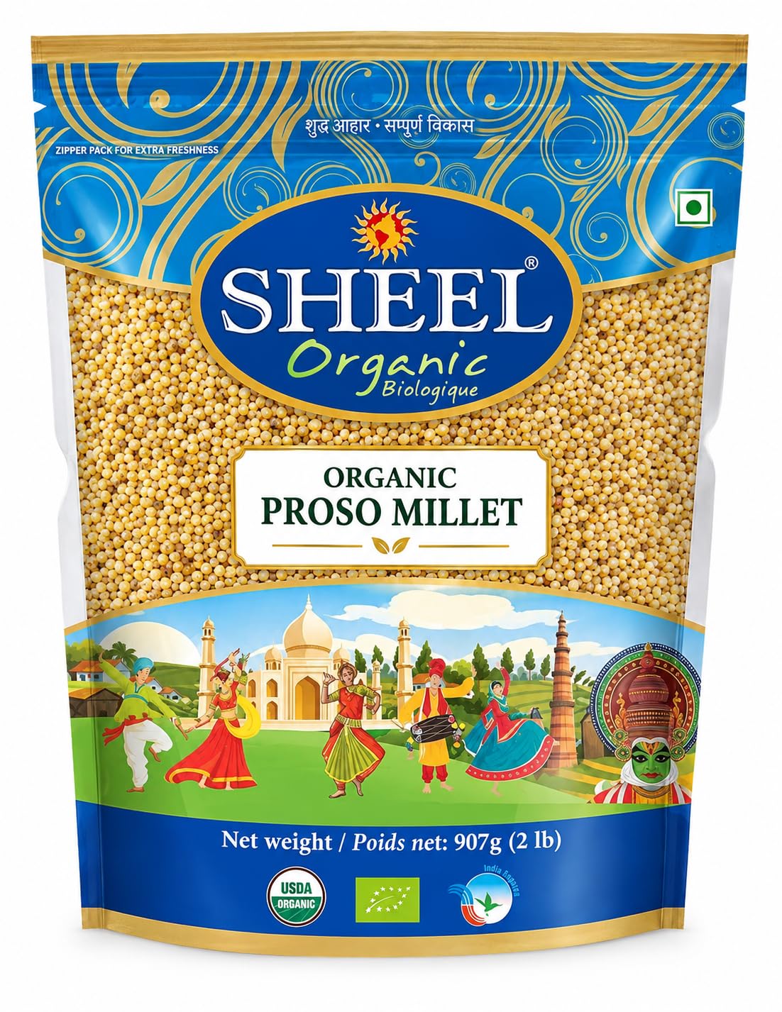 Sheel Organic Proso Millet 907g ~ 32 oz (2 lb) ~ Vegan ~ USDA Organic