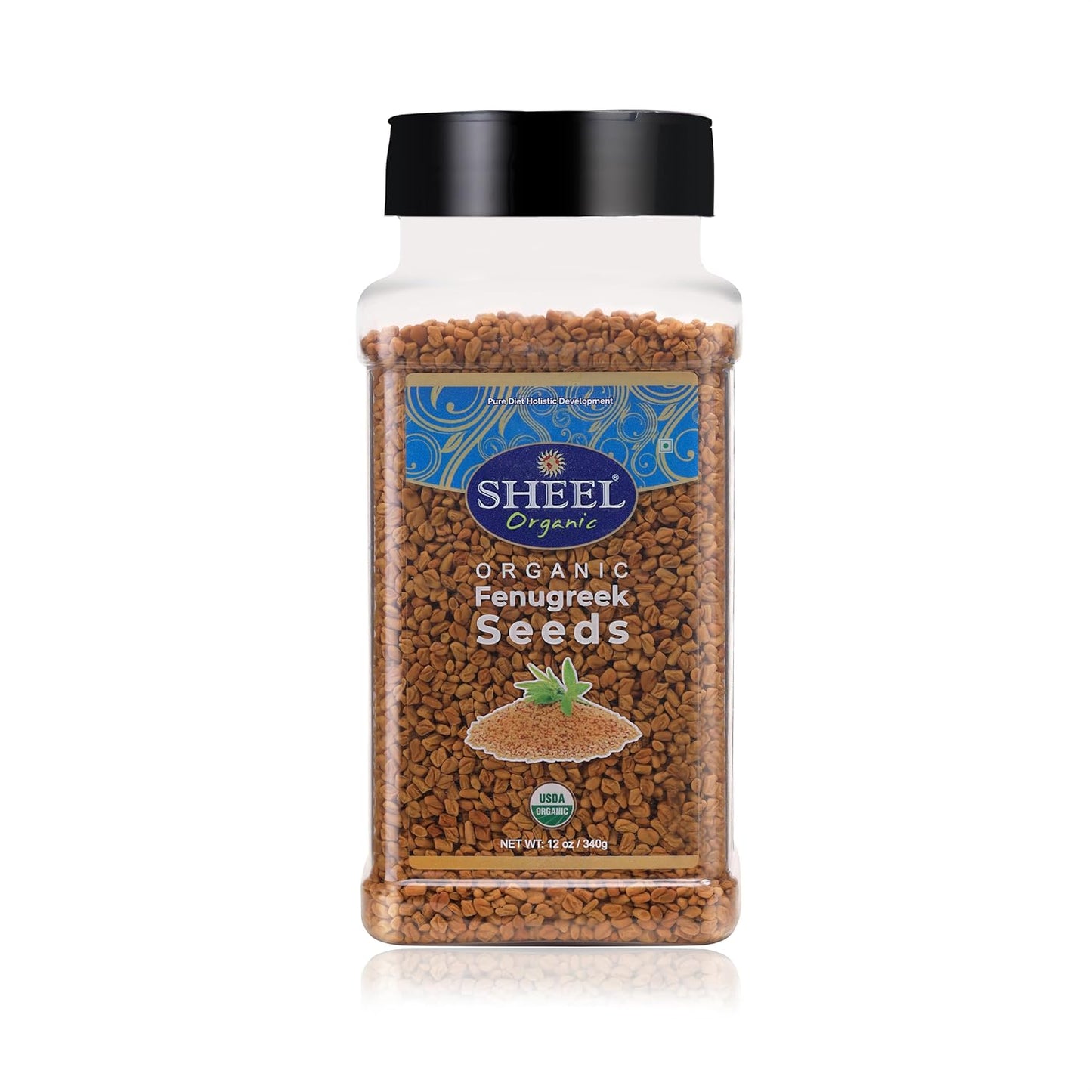 Sheel Organic Fenugreek Seeds, USDA Certified, Kosher, Whole, 12 oz / 340g