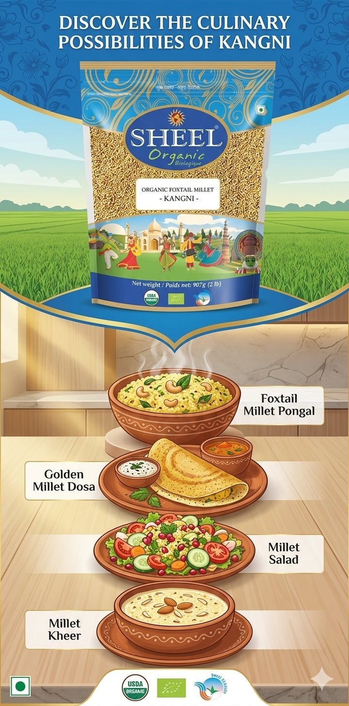 Organic Foxtail Millet - Kangni ~ Raw / Natural ~ Vegan ~ Unpolished (2 Lb / 907g)