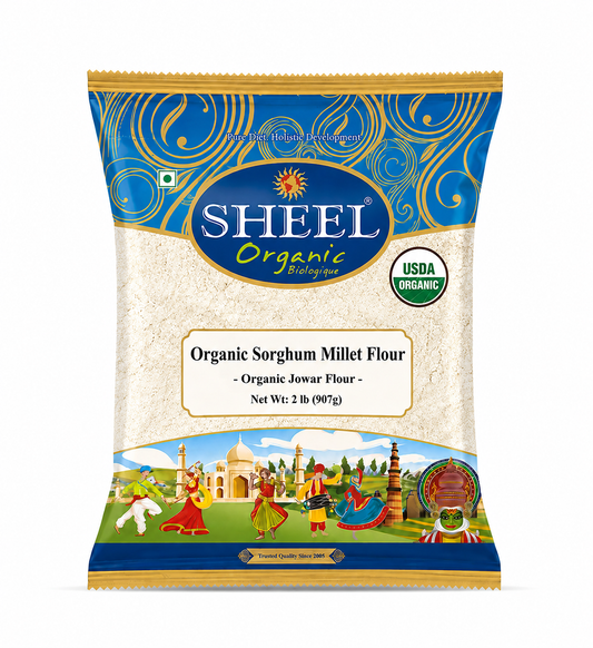 Organic Sorghum Millet Flour (Jowar Flour) 2 lb (907g) ~ Sheel Brand ~ USDA Organic ~ Vegan ~ Gluten Free