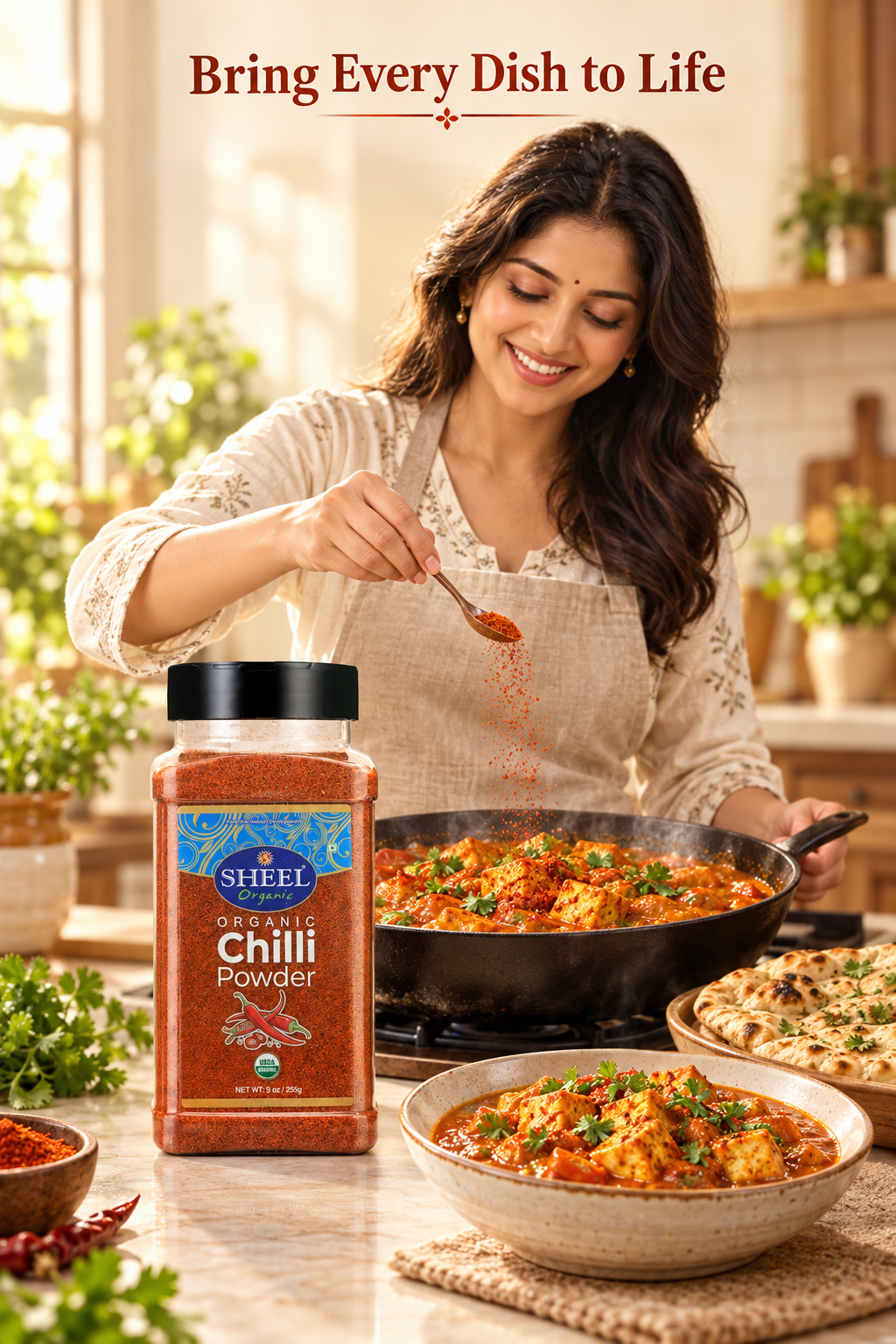 Sheel Organic Chilli Powder, USDA Certified, Kosher, Vegan - 9 oz / 255g