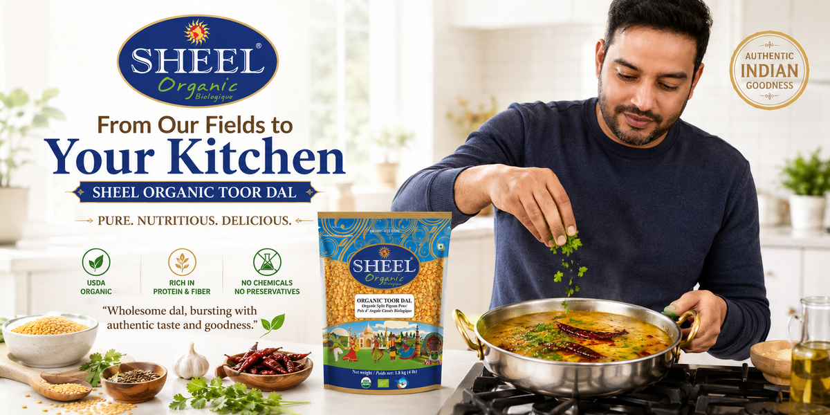 Organic Toor Dal / Split Pigeon Peas - 2 lbs (907 g) Sheel Brand ~ USDA Organic ~ Vegan ~ Vegetarian ~ Plant Based Protein