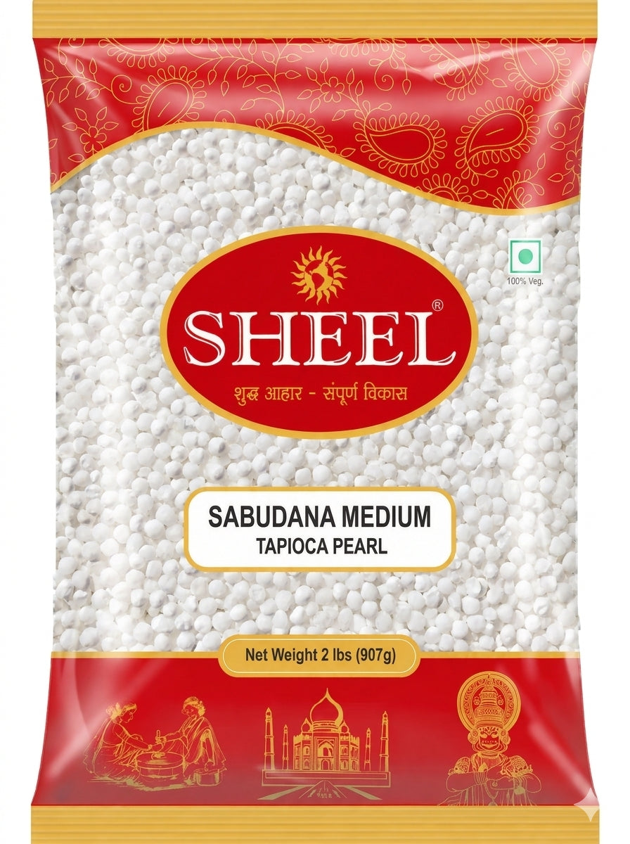 Sheel Sabudana Medium – 2 Lb (908g) | Premium Quality Tapioca Sago Pearls for Khichdi, Vada, and Kheer | 100% Gluten-Free, Vegan & Non-GMO | Pure Fasting Food for Upvas, Vrat, and Navratri