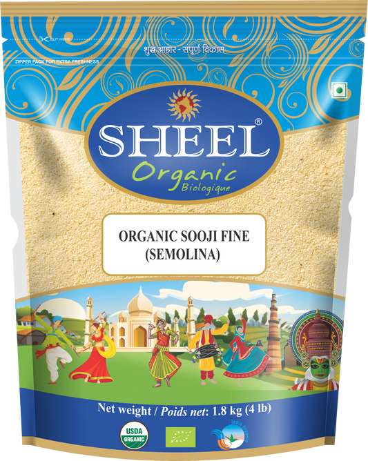 Sheel Organic Sooji Fine / Semolina - 4 Lb (1.8Kg)