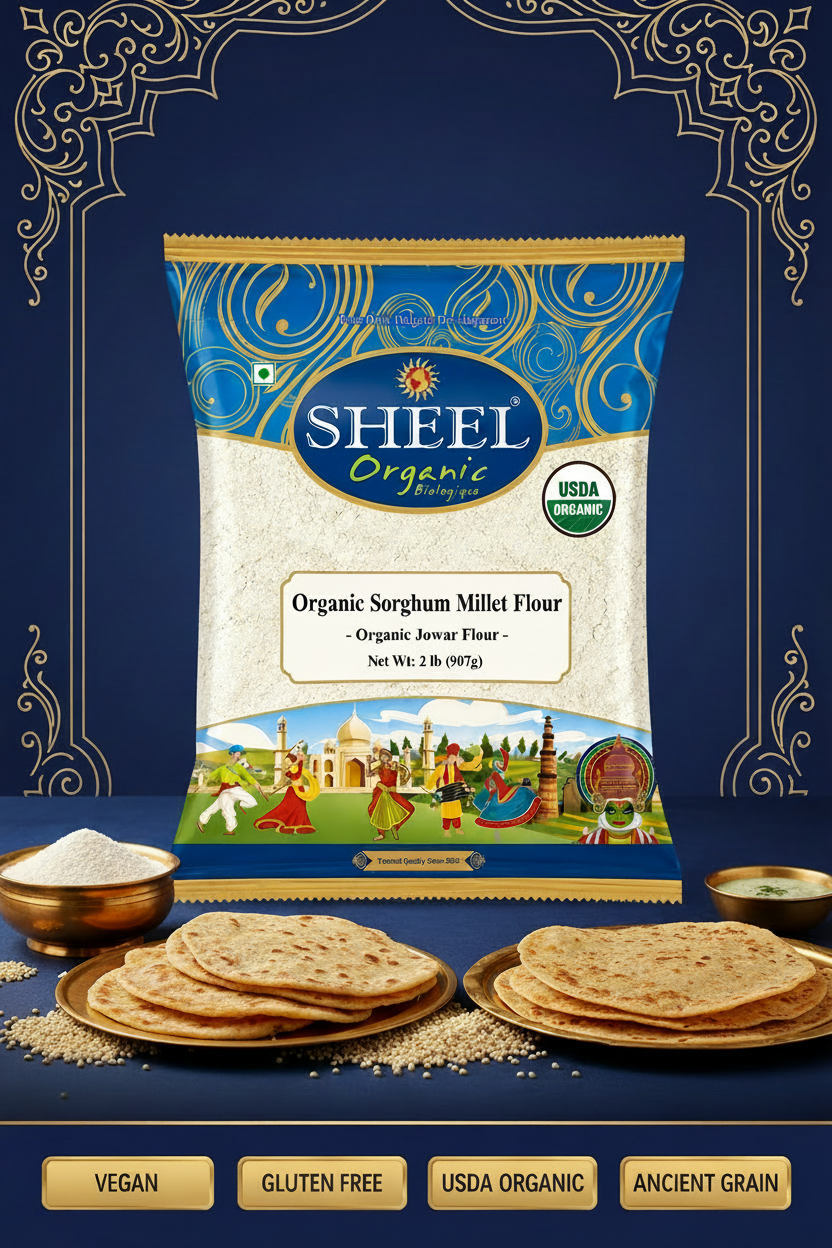 Organic Sorghum Millet Flour (Jowar Flour) 2 lb (907g) ~ Sheel Brand ~ USDA Organic ~ Vegan ~ Gluten Free