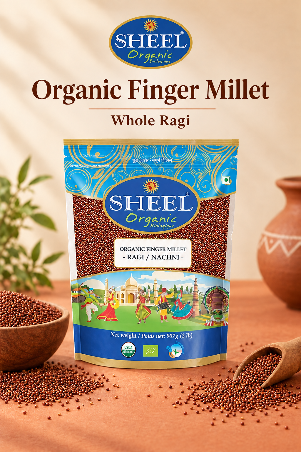 Portrait Organic Finger Millet banner without a weight callout