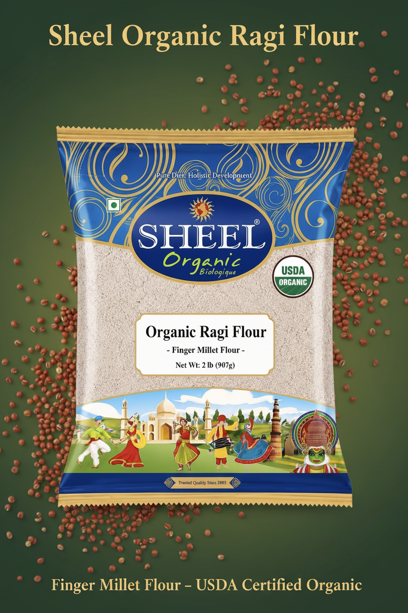 Organic Finger Millet Flour - Ragi Atta - 2 Lb (907g), USDA Organic, Vegan, Vegetarian