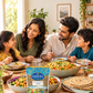 Young family enjoying millet dishes with Sheel product