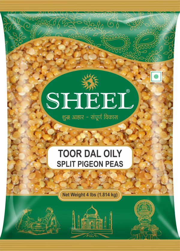 Toor Dal Oily / Split Pigeon Peas with Oil - 4 Lb (1.8 Kg)