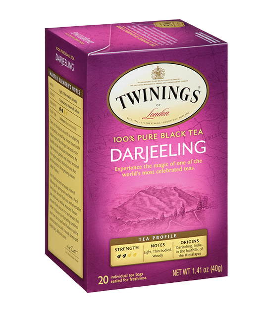 Twinings Darjeeling - 100 % té negro puro - Peso neto: 1,41 oz (40 g) - 20 bolsitas de té individuales