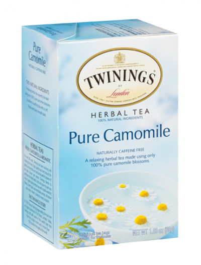 Twinings Pure Camomile - Té de hierbas - Peso neto: 1.06 oz (30 g) - 20 bolsitas de té individuales