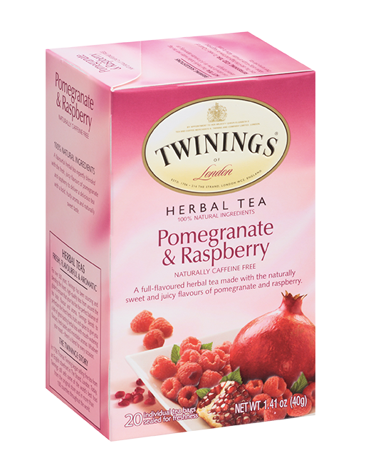 Twinings Pomegranate & Raspberry - Herbal Tea - Net Wt : 1.41 oz (40g) - 20 Individual tea bags