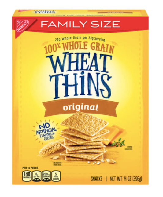 Wheat Thins, Snacks, 100% Whole Grain, Original, Family Size 14 oz