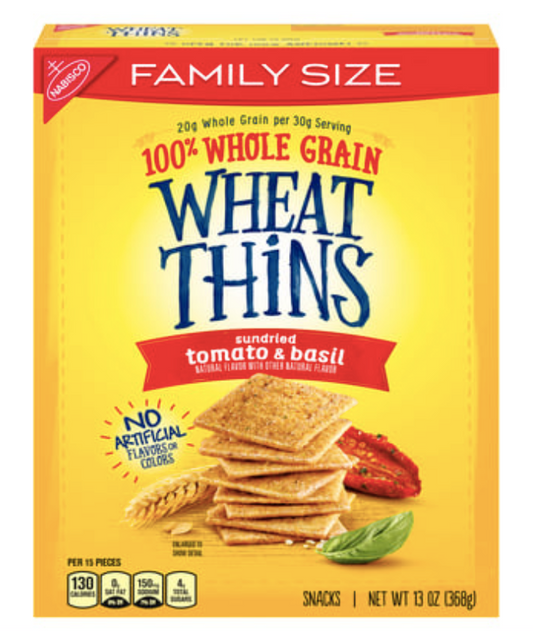 Wheat Thins, Snacks, Sundried Tomato & Basil, Family Size 13 oz