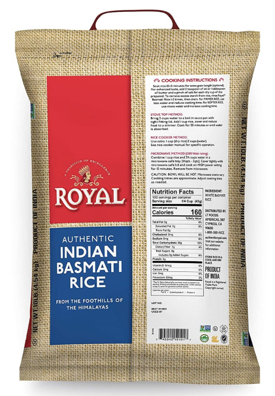 Royal Basmati Rice 10 Lbs